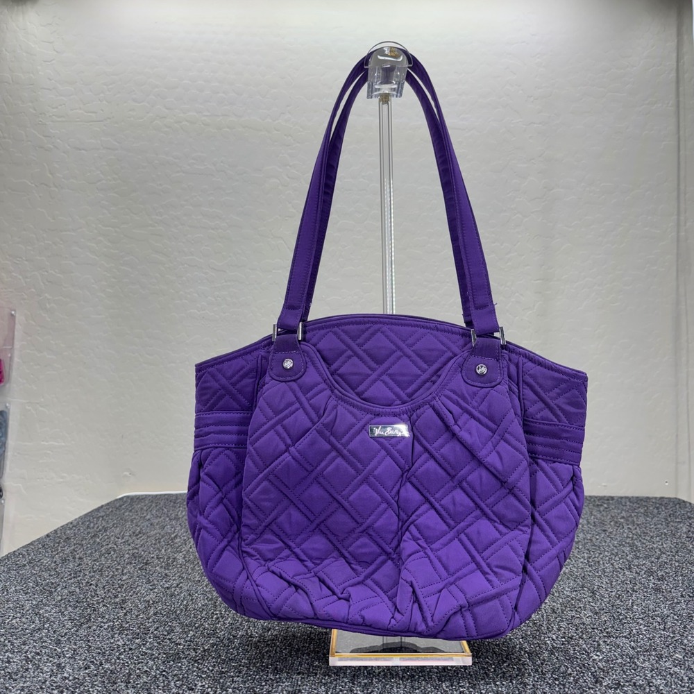 Vera Bradley Quilted Microfiber Shoulder Bag Medium Purple boho preppy guc